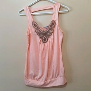 Charlotte Russe Beaded Tank Top Peach